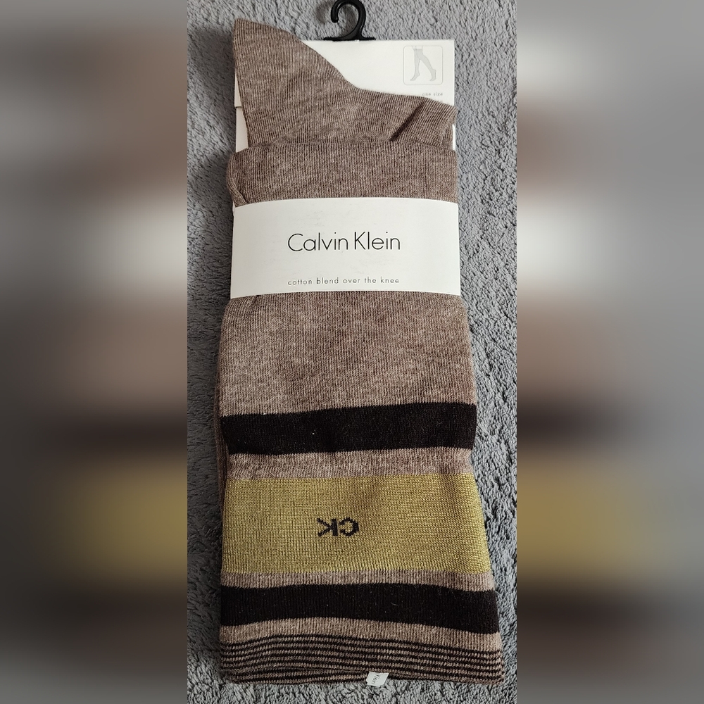 Calvin Klein (Ultra Soft!) Striped, Cotton Blend, Over-the-Knee Socks
